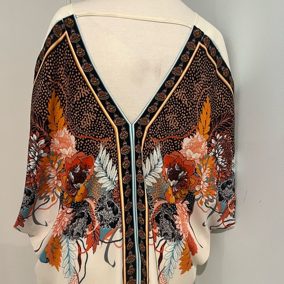 Rose & Olive Floral Tunic Top - Cream and Orange - Picture 3 of 3